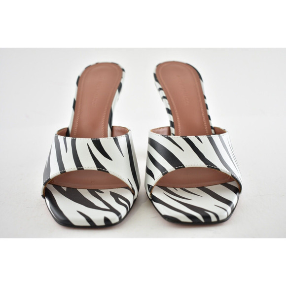 Amina Muaddi Lupita Slipper Zebra Black White Backless Slide Sandal Heel Pump 36 - Picture 5 of 12